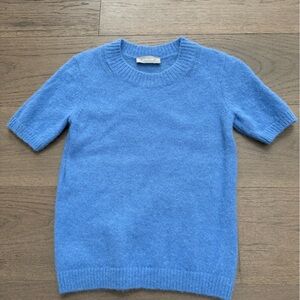 Everlane wool Alpaca blend crewneck short sleeve sweater | bright blue | XS